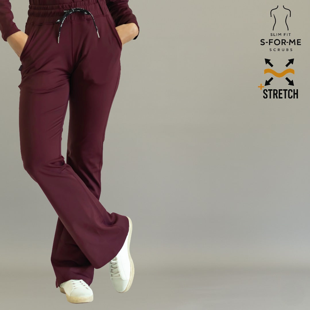 Women’s 915 Super Stretch Maroon Flare Scrub Pants
