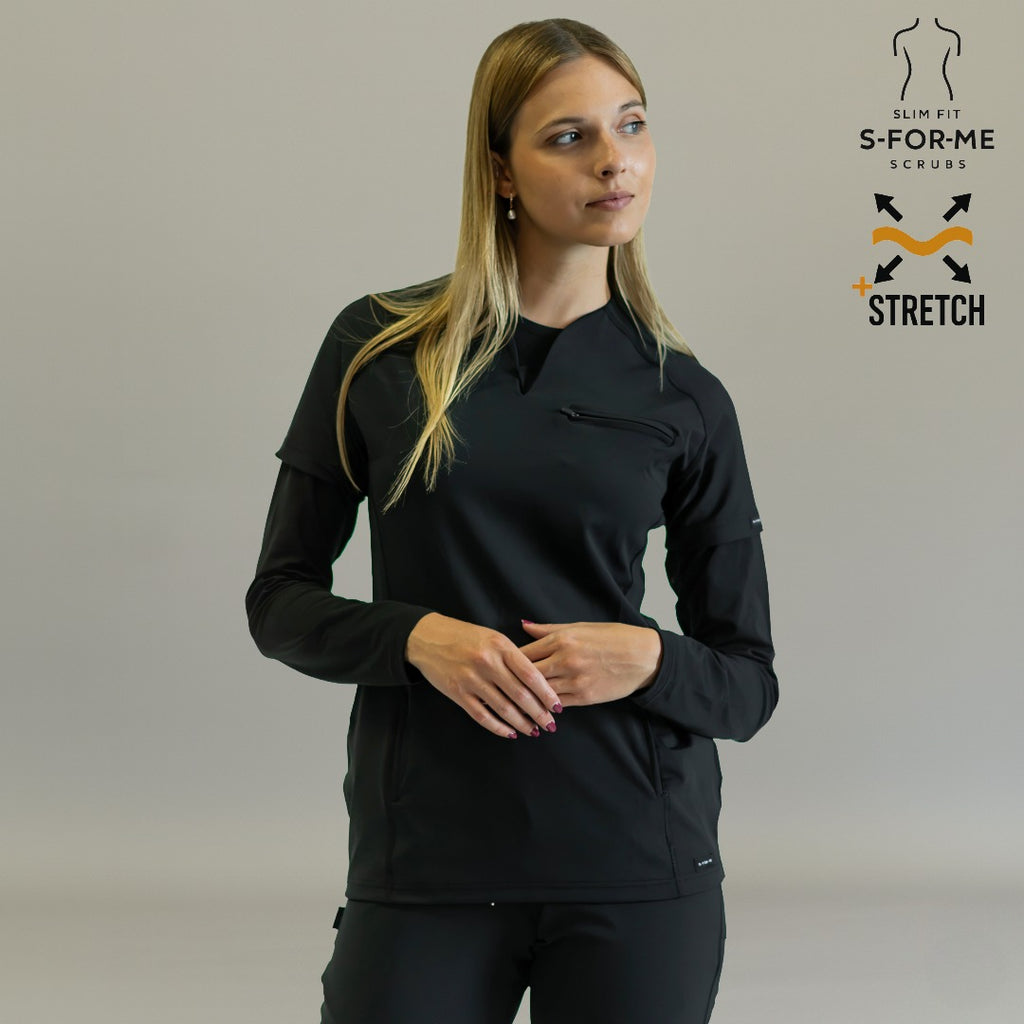 Women’s Top 915 Black, Super Stretch Scrubs