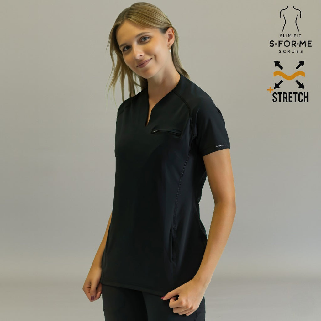Women’s Top 915 Black, Super Stretch Scrubs