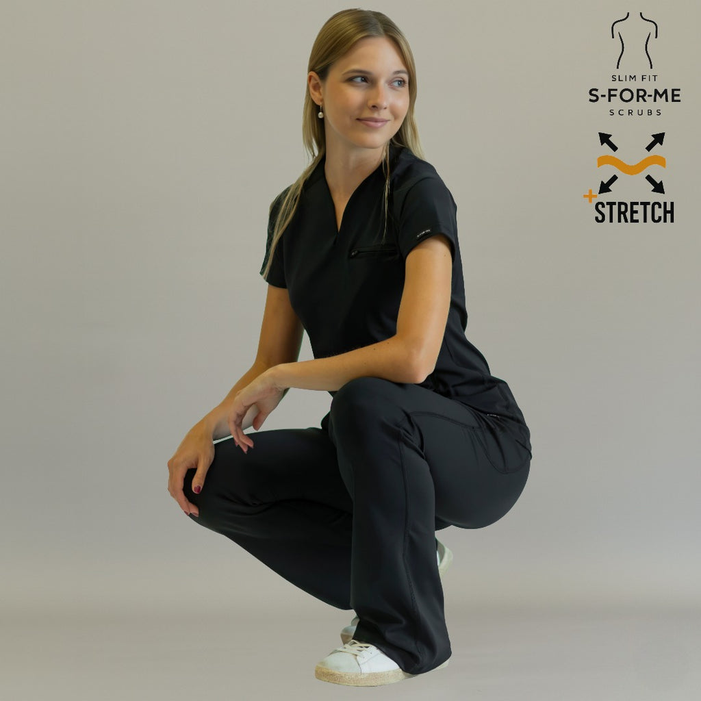 Women’s Top 915 Black, Super Stretch Scrubs