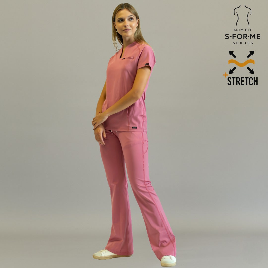 Women’s 915 Super Stretch Mauve Rose Flare Scrub Pants