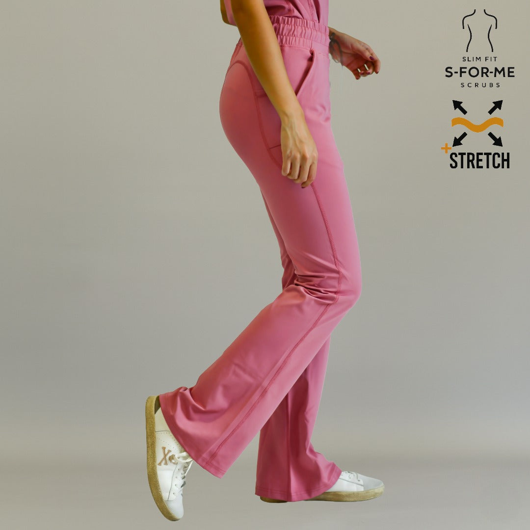 Women’s 915 Super Stretch Mauve Rose Flare Scrub Pants