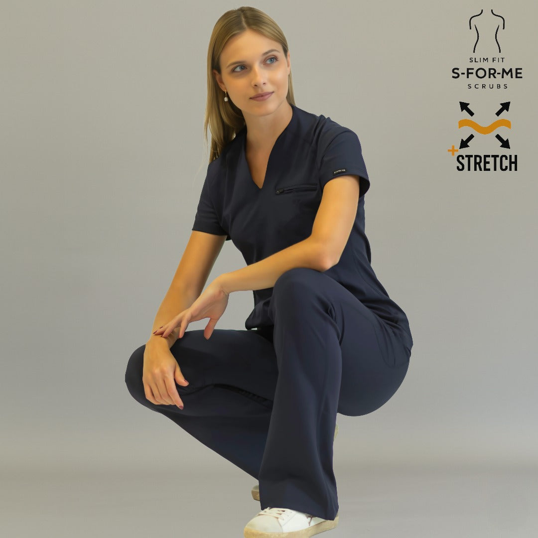 Women’s 915 Super Stretch Navy Blue Flare Scrub Pants