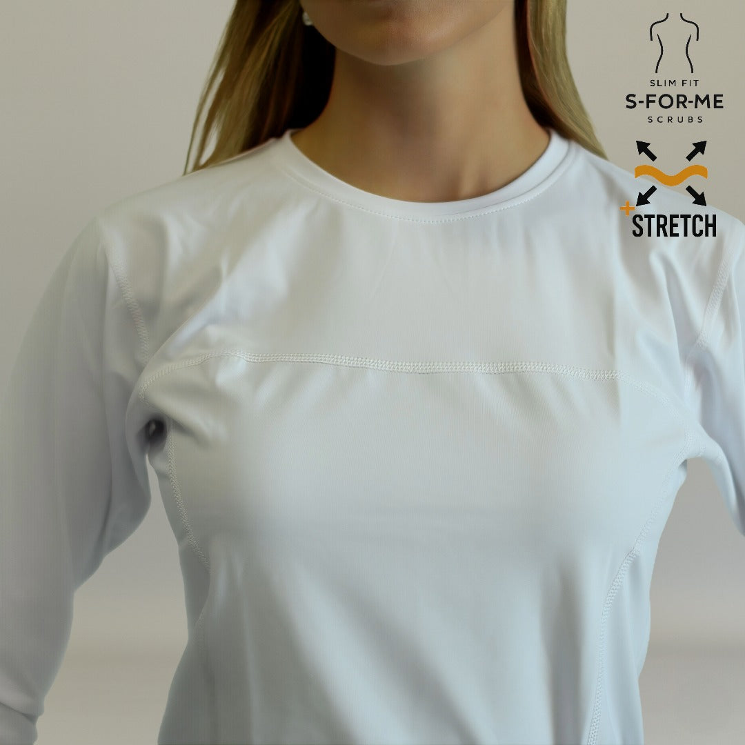 Women's Long Sleeve Underscrub | White Super Stretch