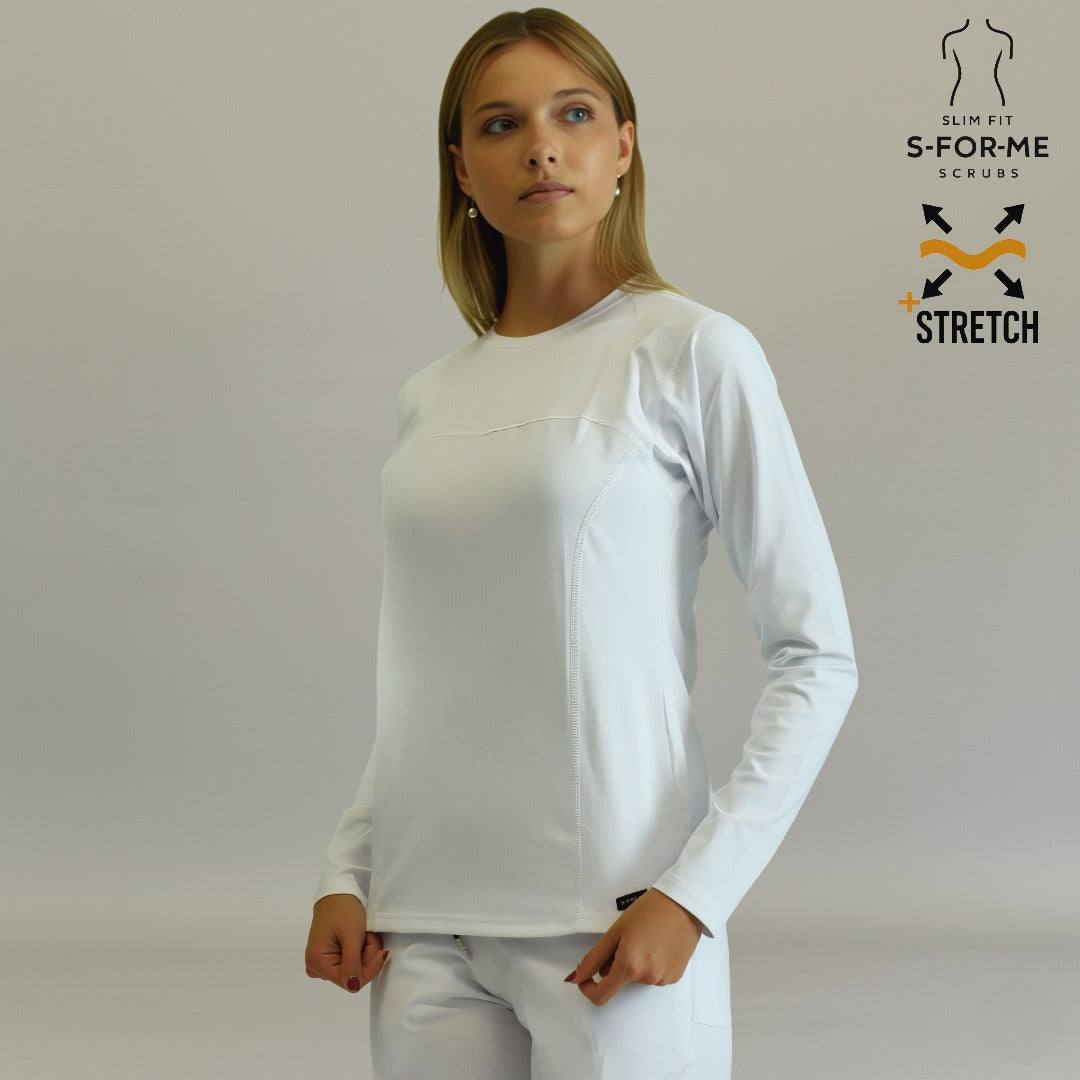Women's Long Sleeve Underscrub | White Super Stretch