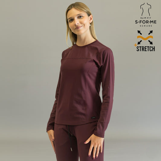 Women's Long Sleeve Underscrub | Maroon Super Stretch