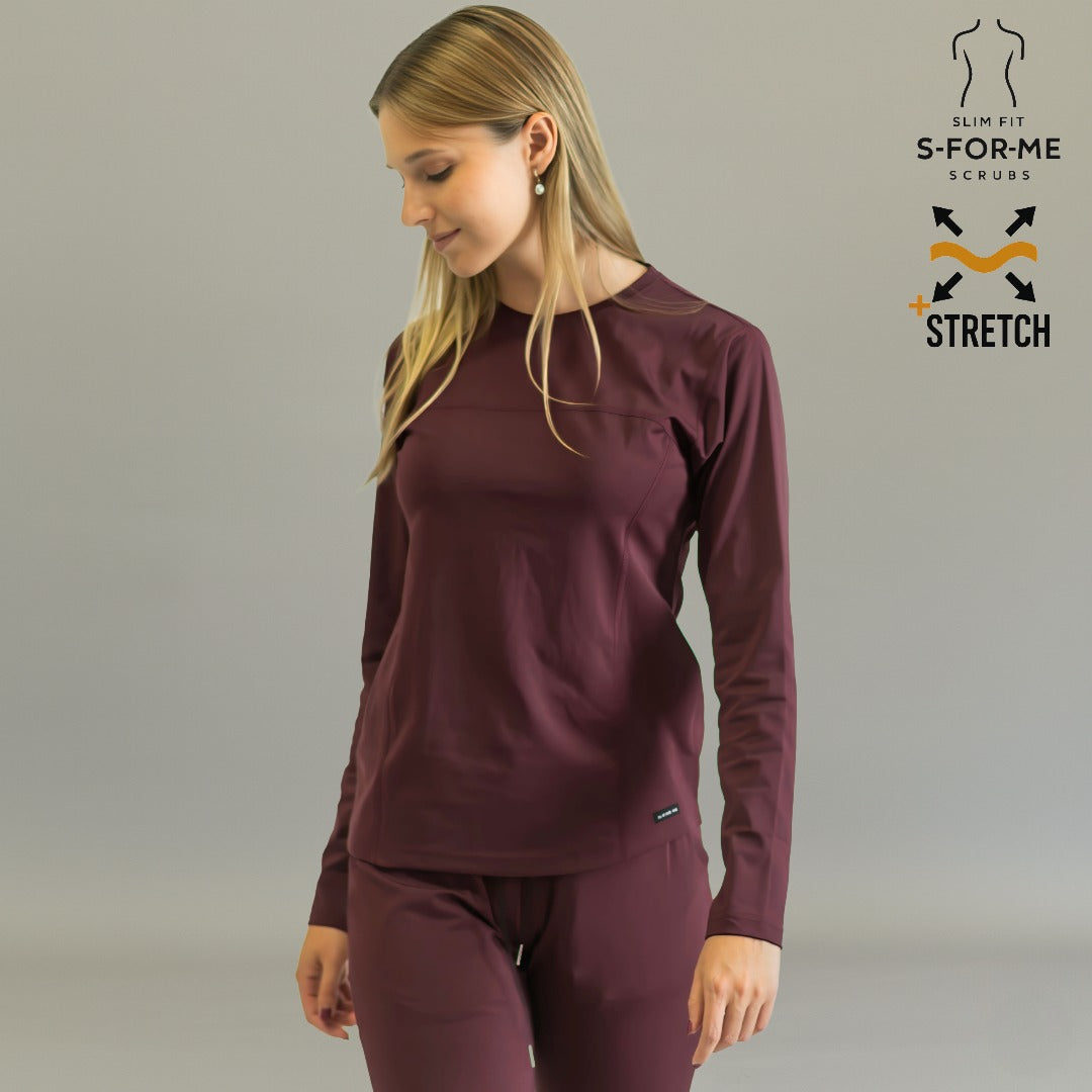 Women's Long Sleeve Underscrub | Maroon Super Stretch