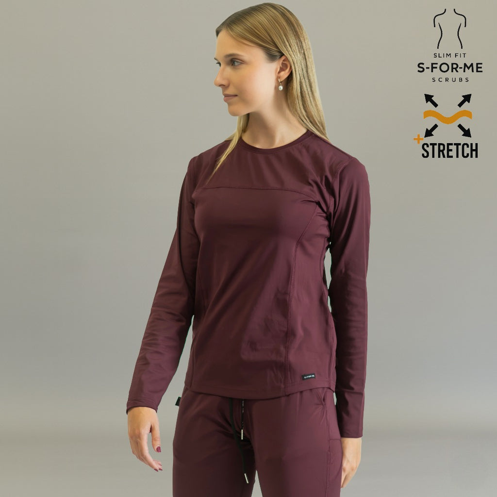 Women's Long Sleeve Underscrub | Maroon Super Stretch