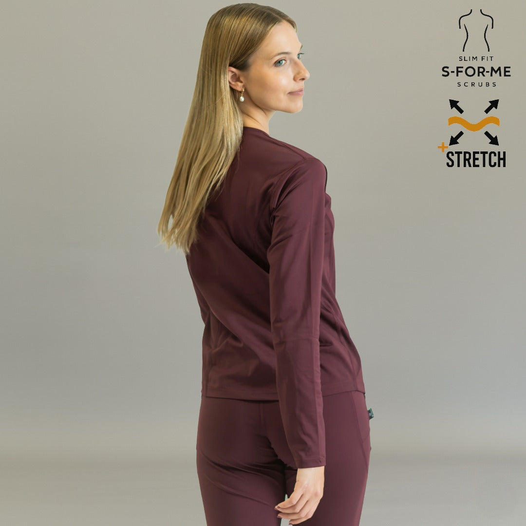 Women's Long Sleeve Underscrub | Maroon Super Stretch