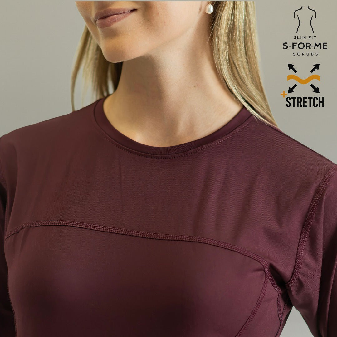 Women's Long Sleeve Underscrub | Maroon Super Stretch