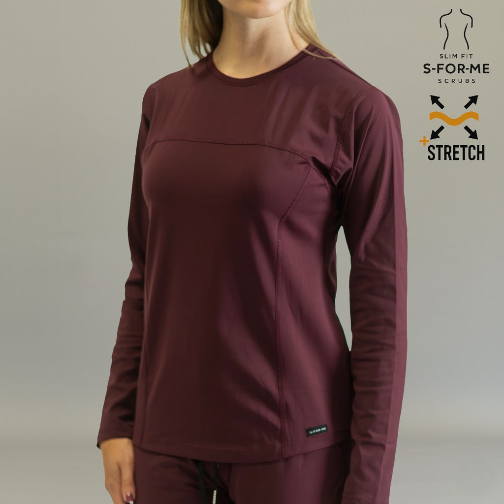 Women's Long Sleeve Underscrub | Maroon Super Stretch