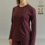 Women's Long Sleeve Underscrub | Maroon Super Stretch
