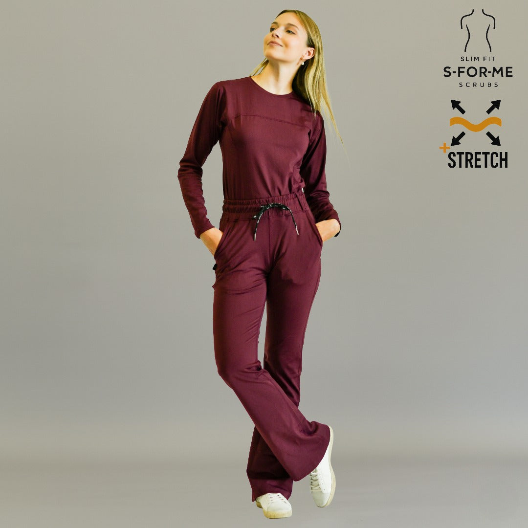 Women's Long Sleeve Underscrub | Maroon Super Stretch