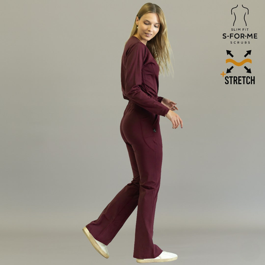 Women's Long Sleeve Underscrub | Maroon Super Stretch