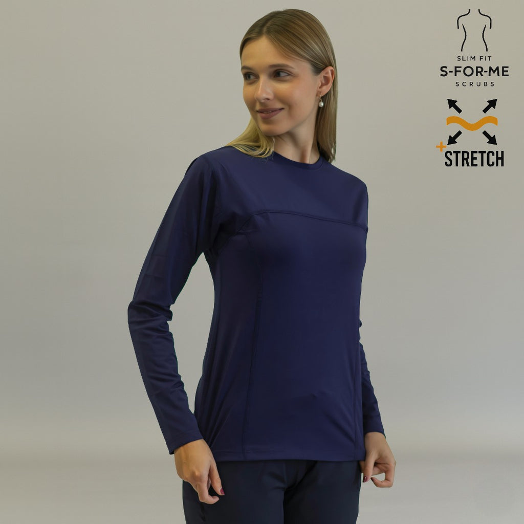 Women's Long Sleeve Underscrub | Navy Super Stretch