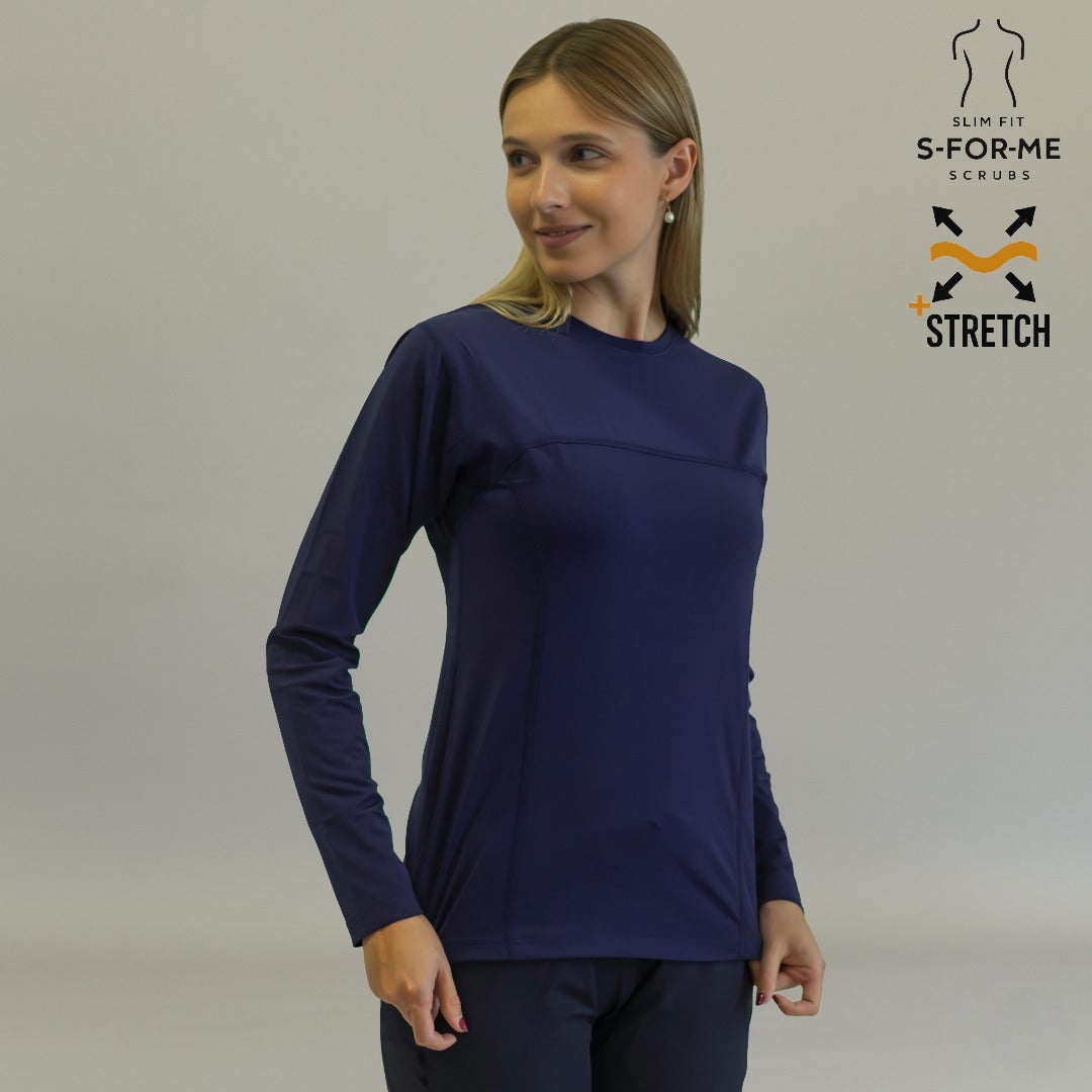 Women's Long Sleeve Underscrub | Navy Super Stretch