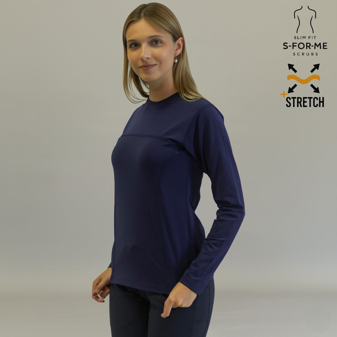 Women's Long Sleeve Underscrub | Navy Super Stretch