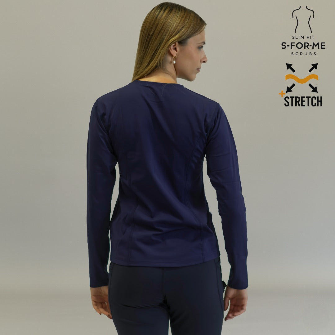 Women's Long Sleeve Underscrub | Navy Super Stretch