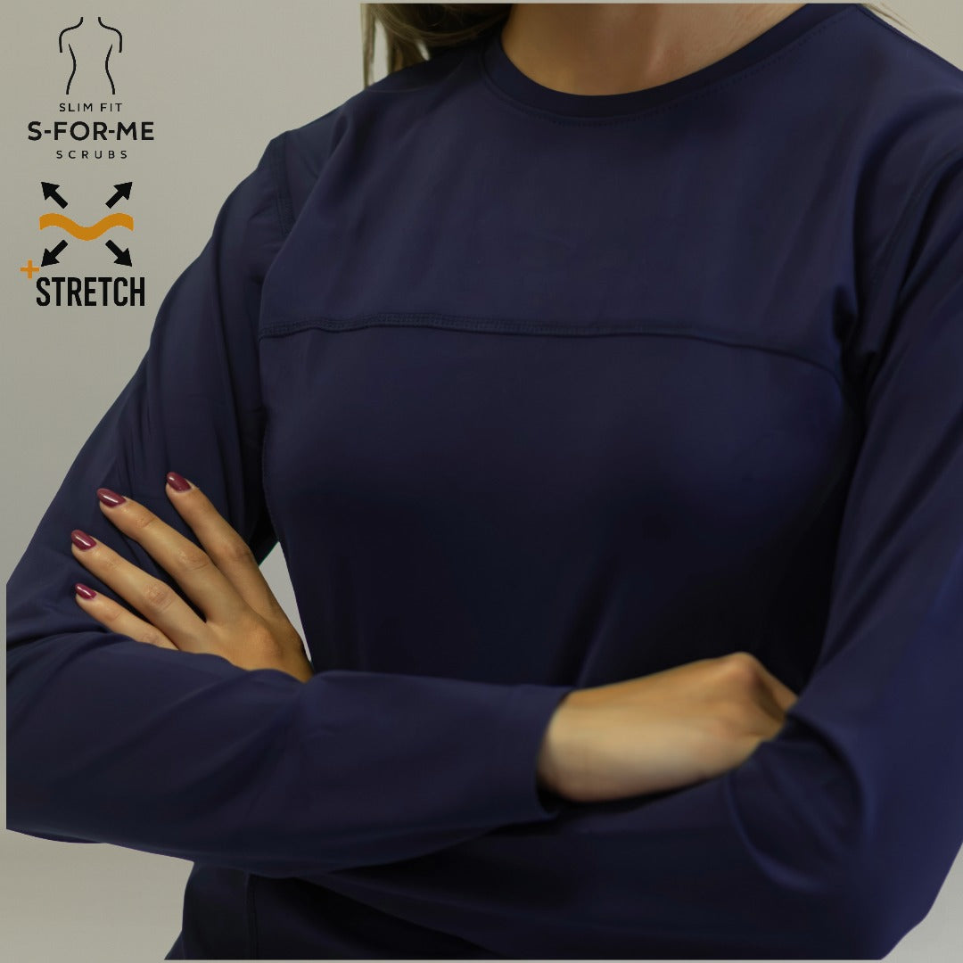 Women's Long Sleeve Underscrub | Navy Super Stretch