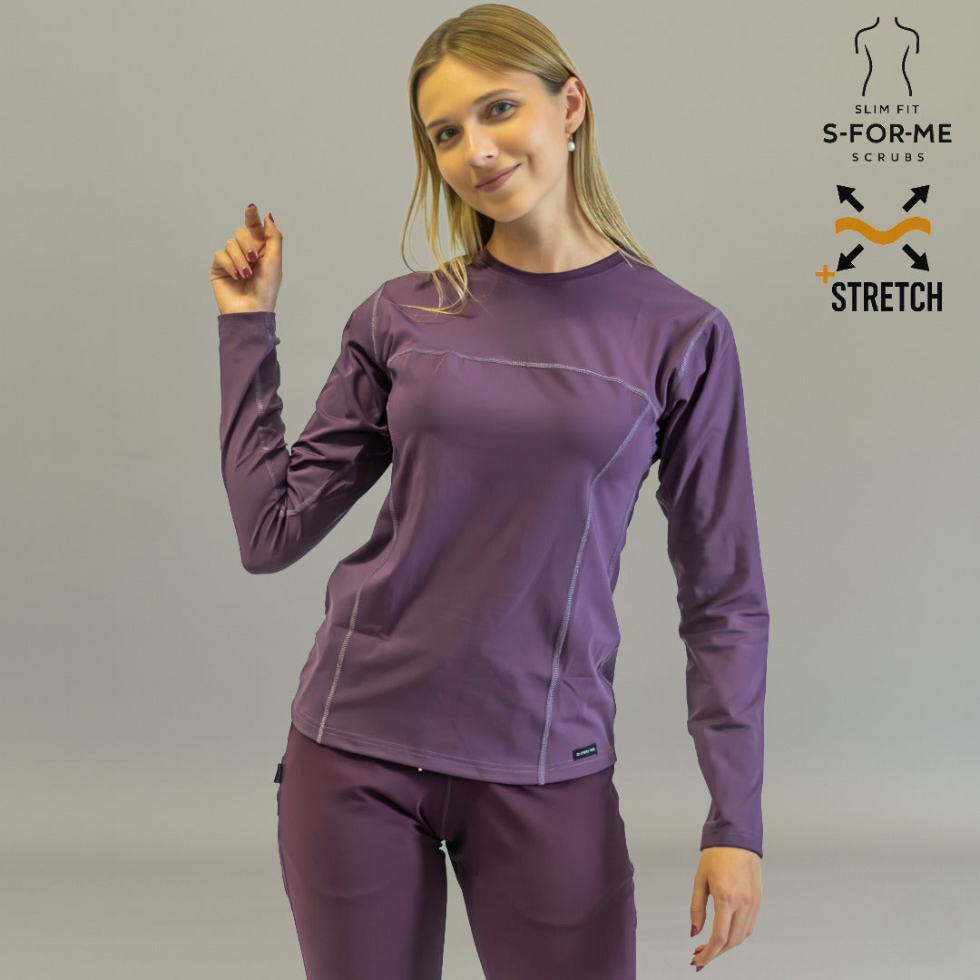 Women's Long Sleeve Underscrub | Purple Super Stretch