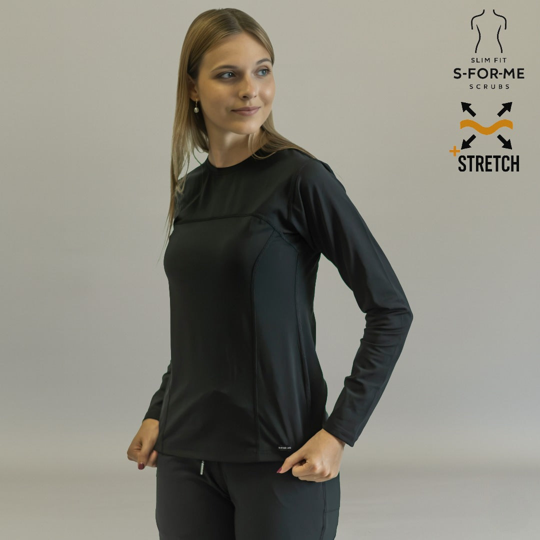 Women's Long Sleeve Underscrub | Black Super Stretch