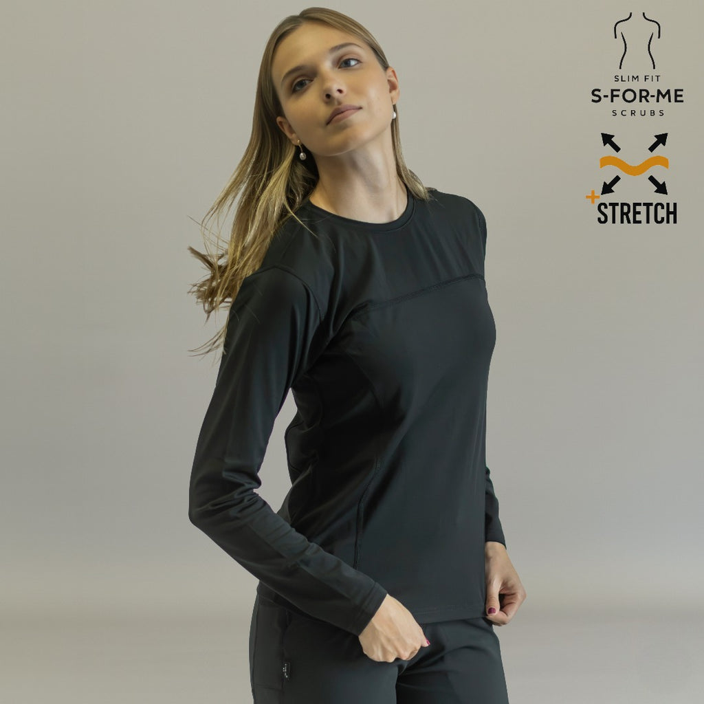 Women's Long Sleeve Underscrub | Black Super Stretch
