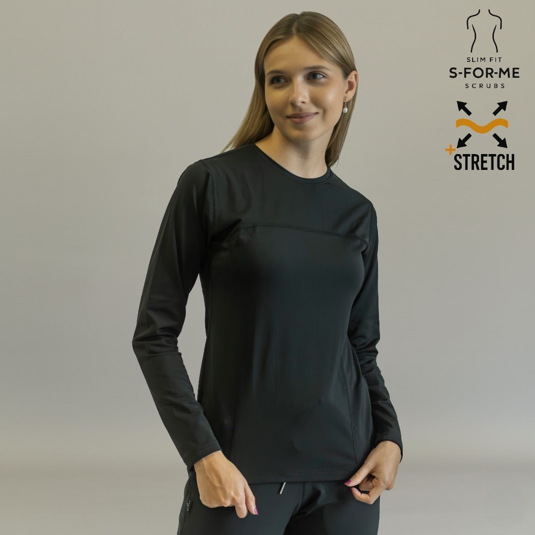 Women's Long Sleeve Underscrub | Black Super Stretch