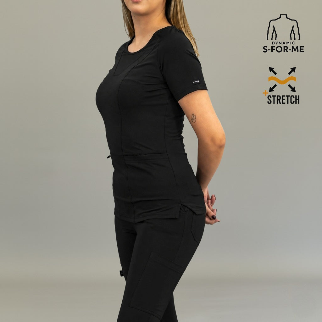 Women's Black Scrub Top | Super Stretch| Style 901