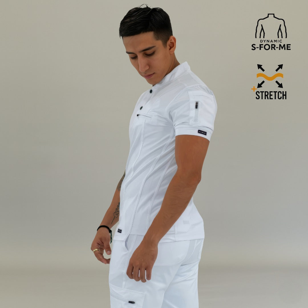 Men's Top 930 White Super Stretch, Scrubs 930