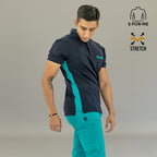 Men's Top 930 Navy-Green Super Stretch, Scrubs 930