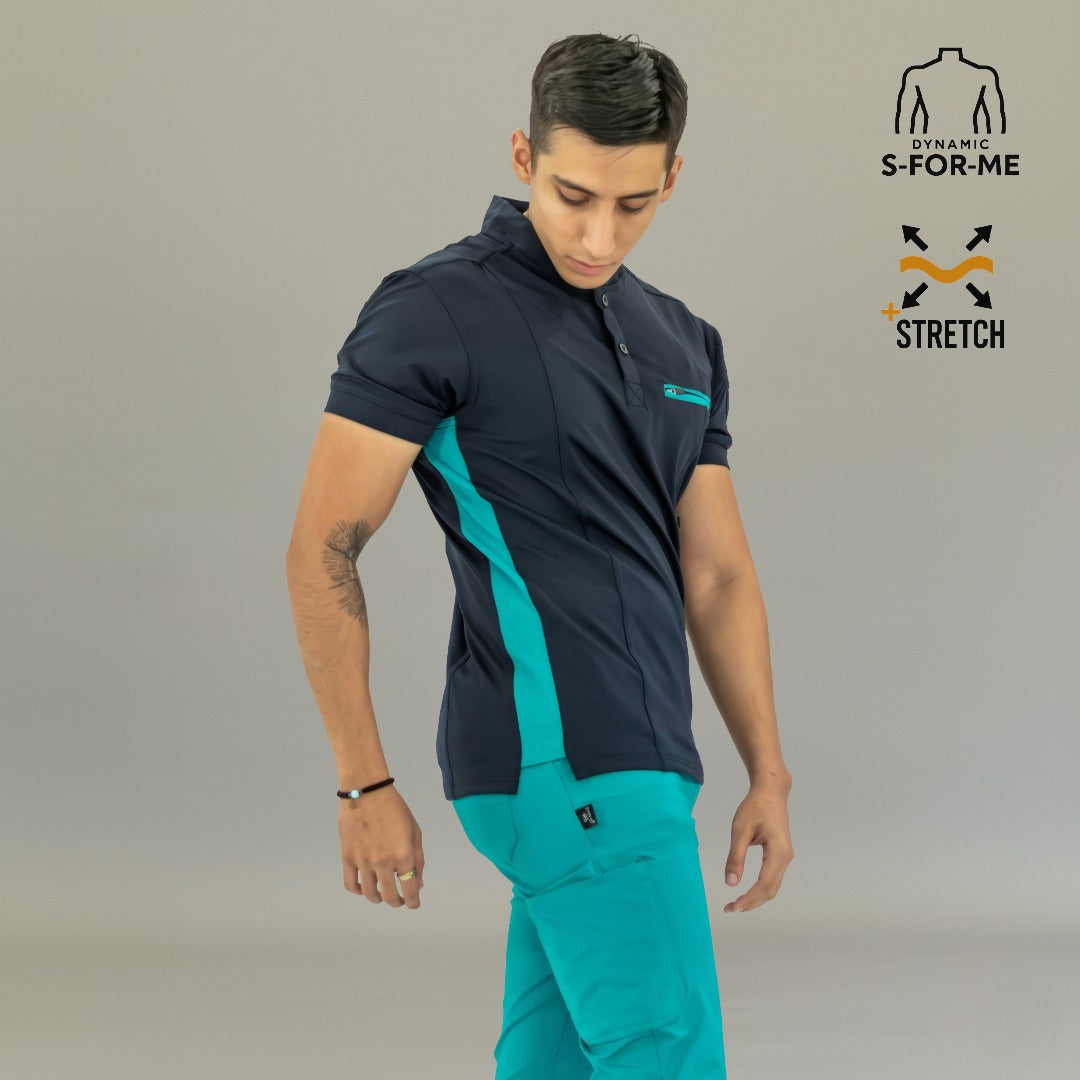 Men's Top 930 Navy-Green Super Stretch, Scrubs 930