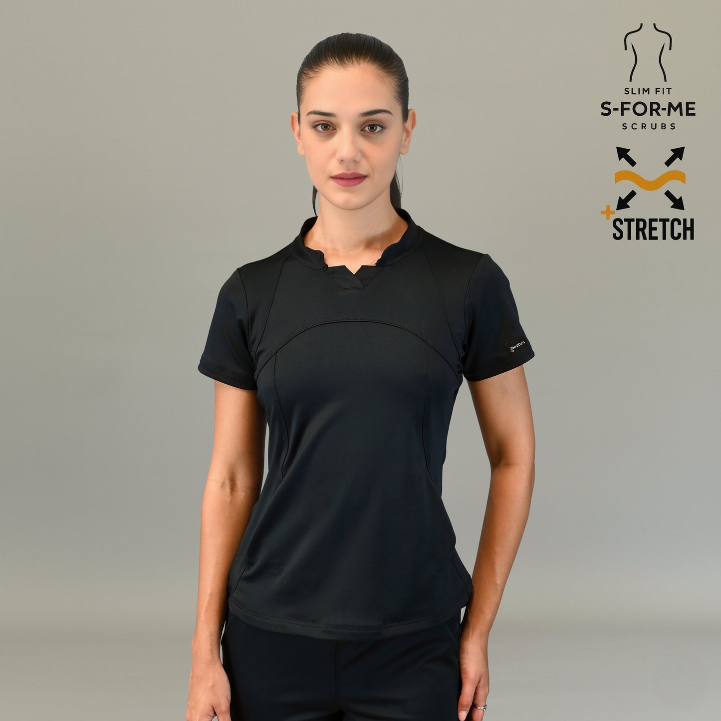 Women's Top 910 Black, Super Stretch Scrubs