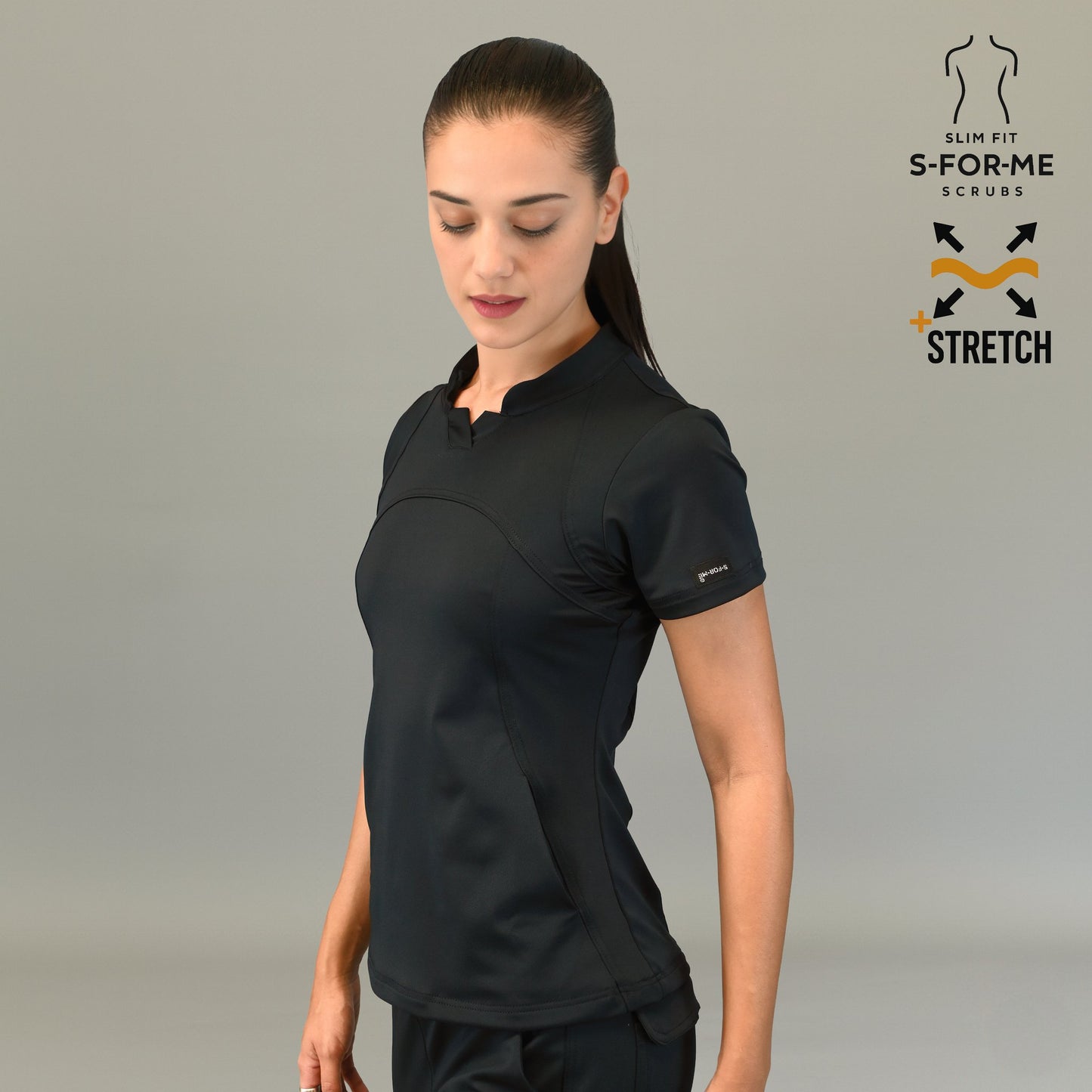 Women's Top 910 Black, Super Stretch Scrubs