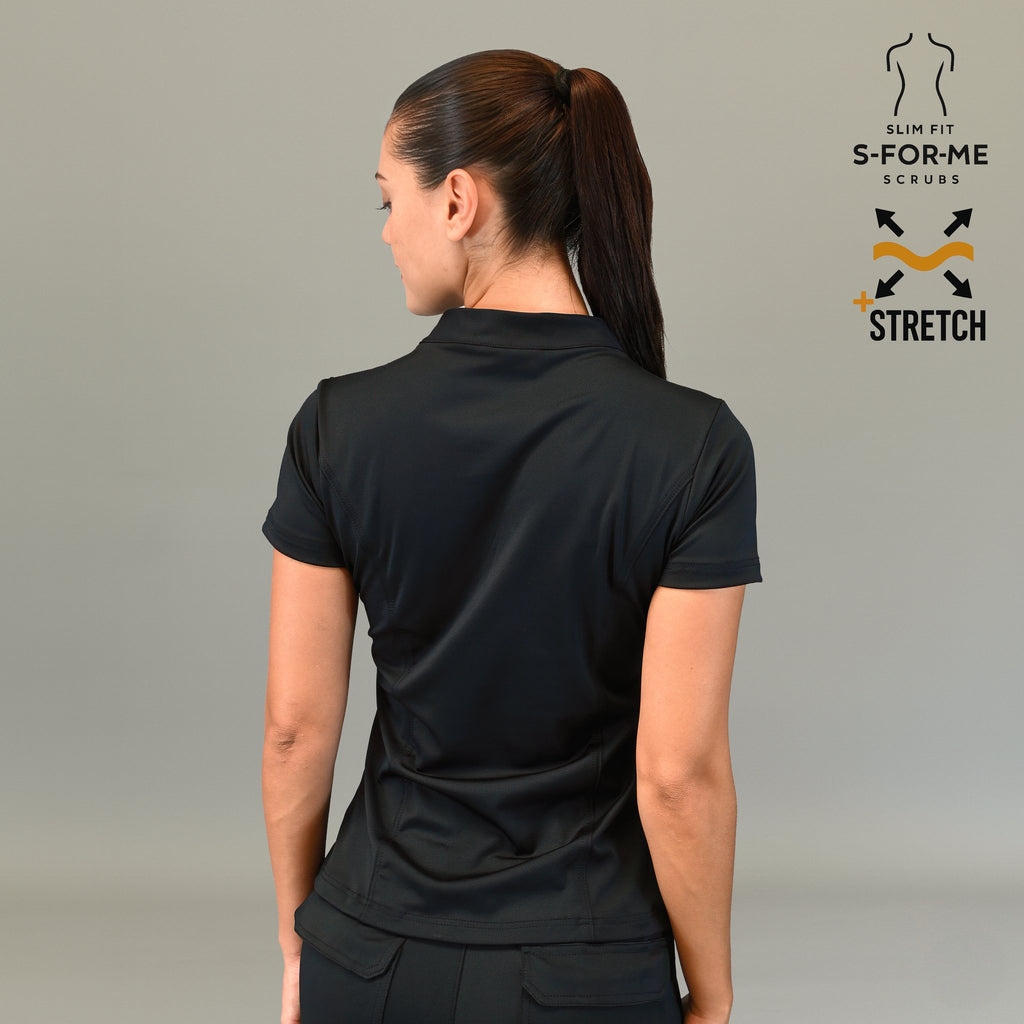 Women's Top 910 Black, Super Stretch Scrubs