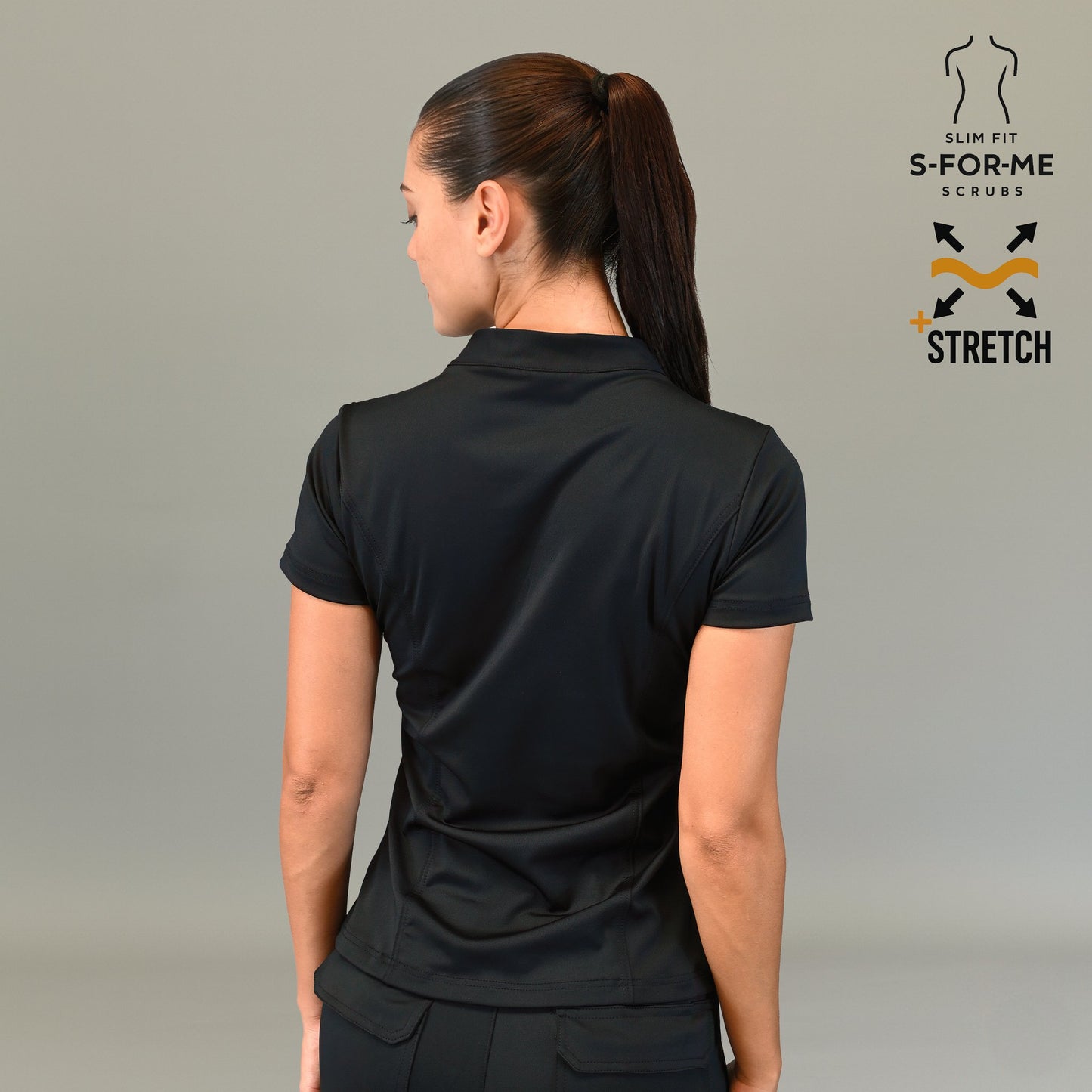 Women's Top 910 Black, Super Stretch Scrubs