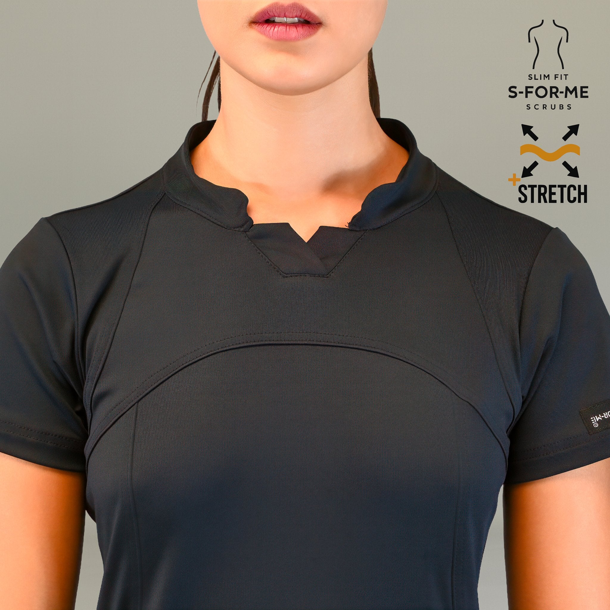 Women's Top 910 Black, Super Stretch Scrubs