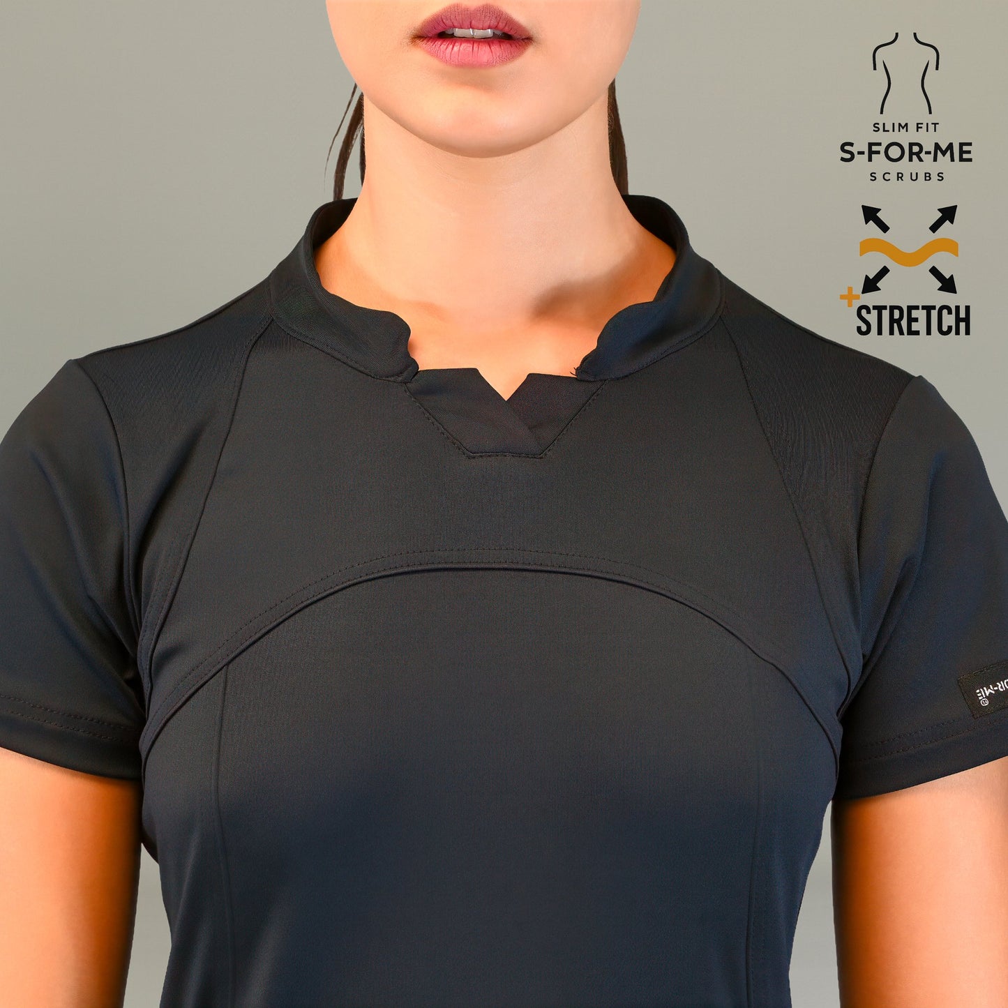 Women's Top 910 Black, Super Stretch Scrubs