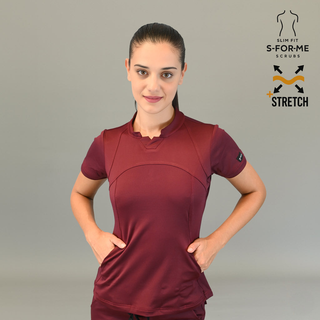 Women's Top 910 Maroon, Super Stretch Scrubs