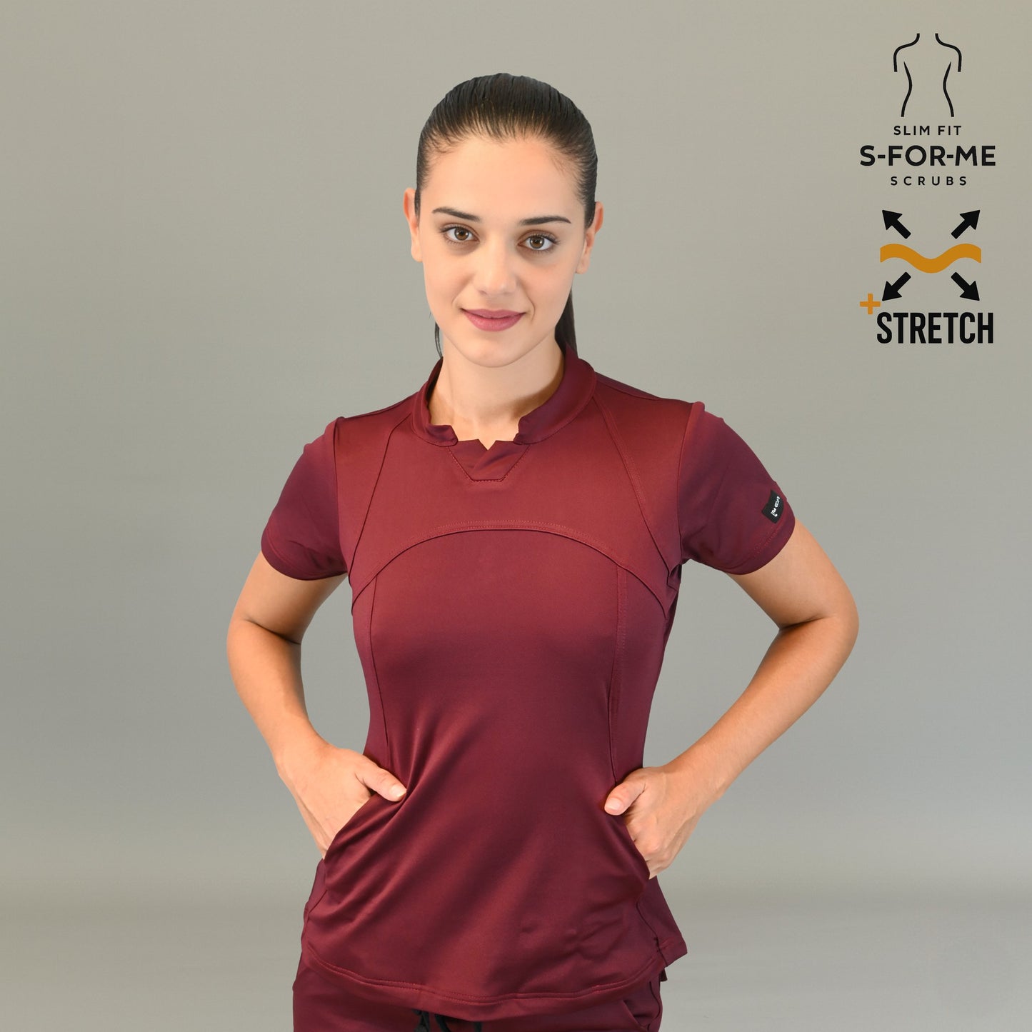 Women's Top 910 Maroon, Super Stretch Scrubs