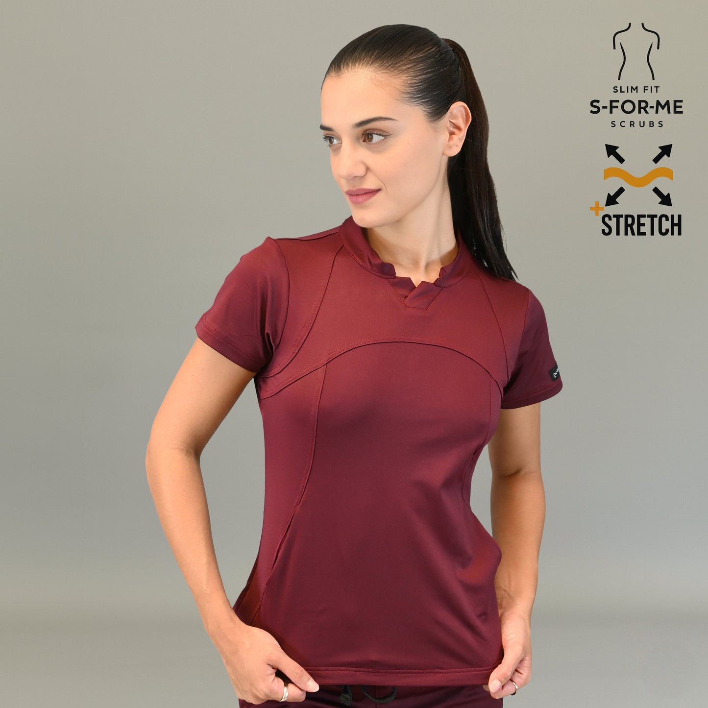 Women's Top 910 Maroon, Super Stretch Scrubs
