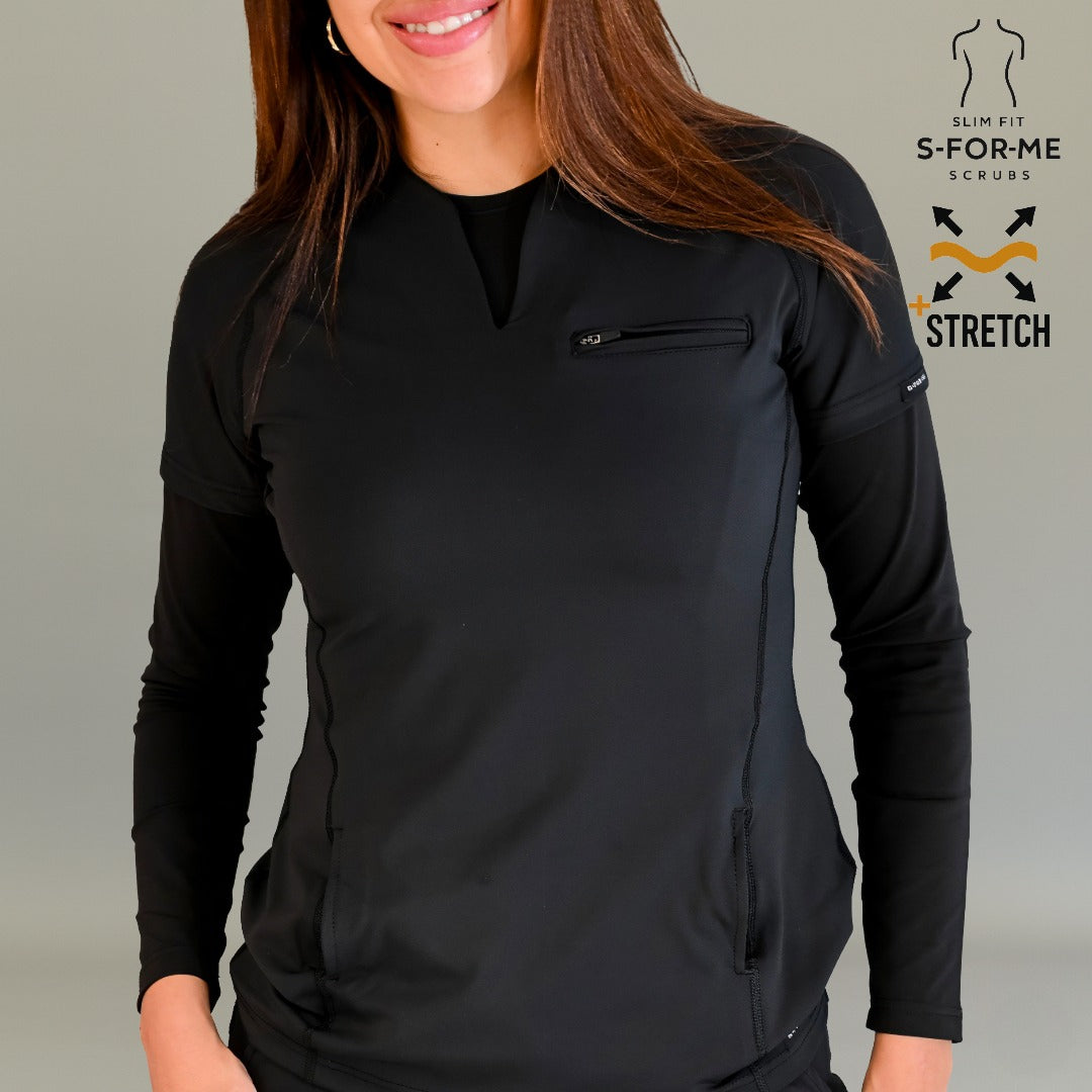 Women’s Top 915 Black, Super Stretch Scrubs