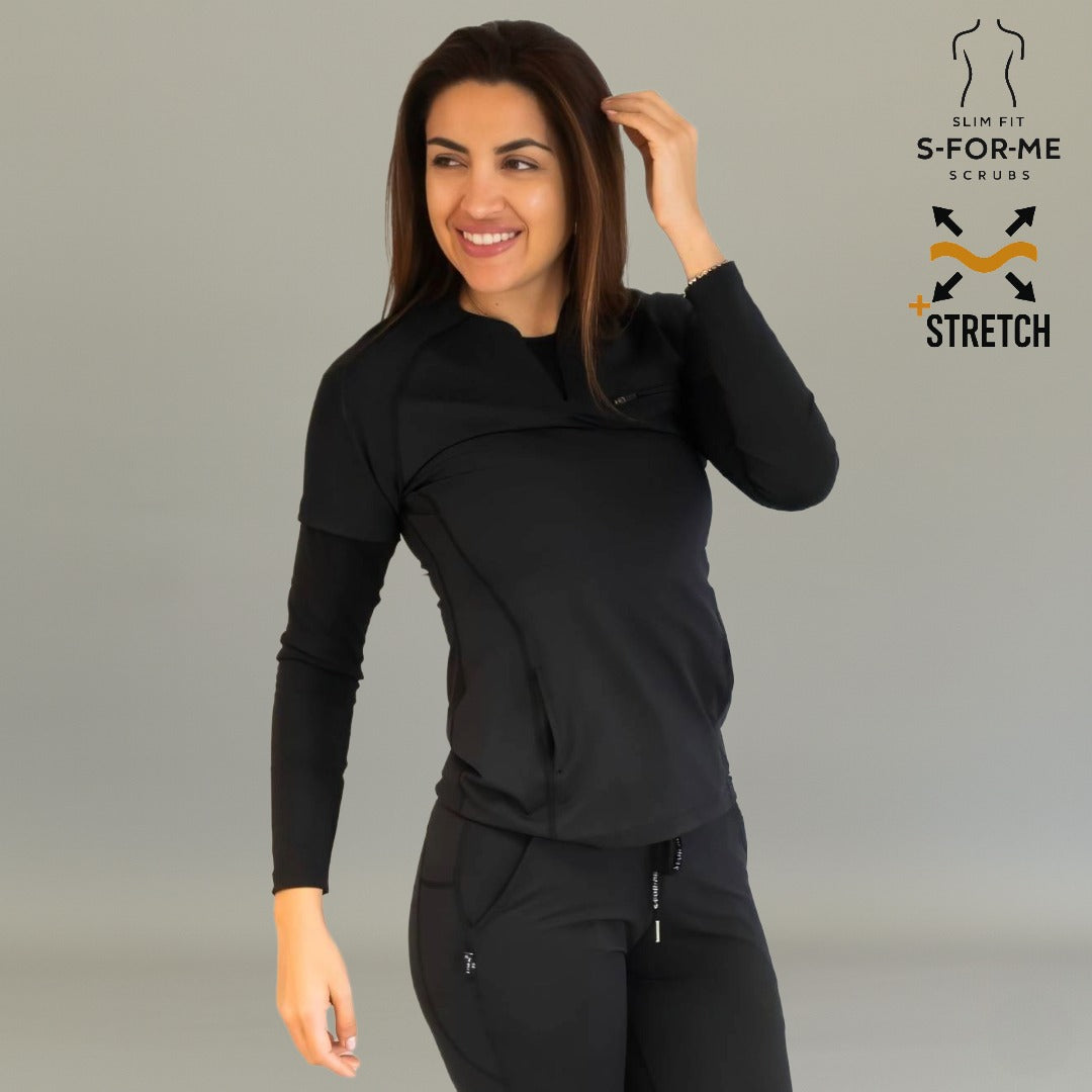 Women’s Top 915 Black, Super Stretch Scrubs