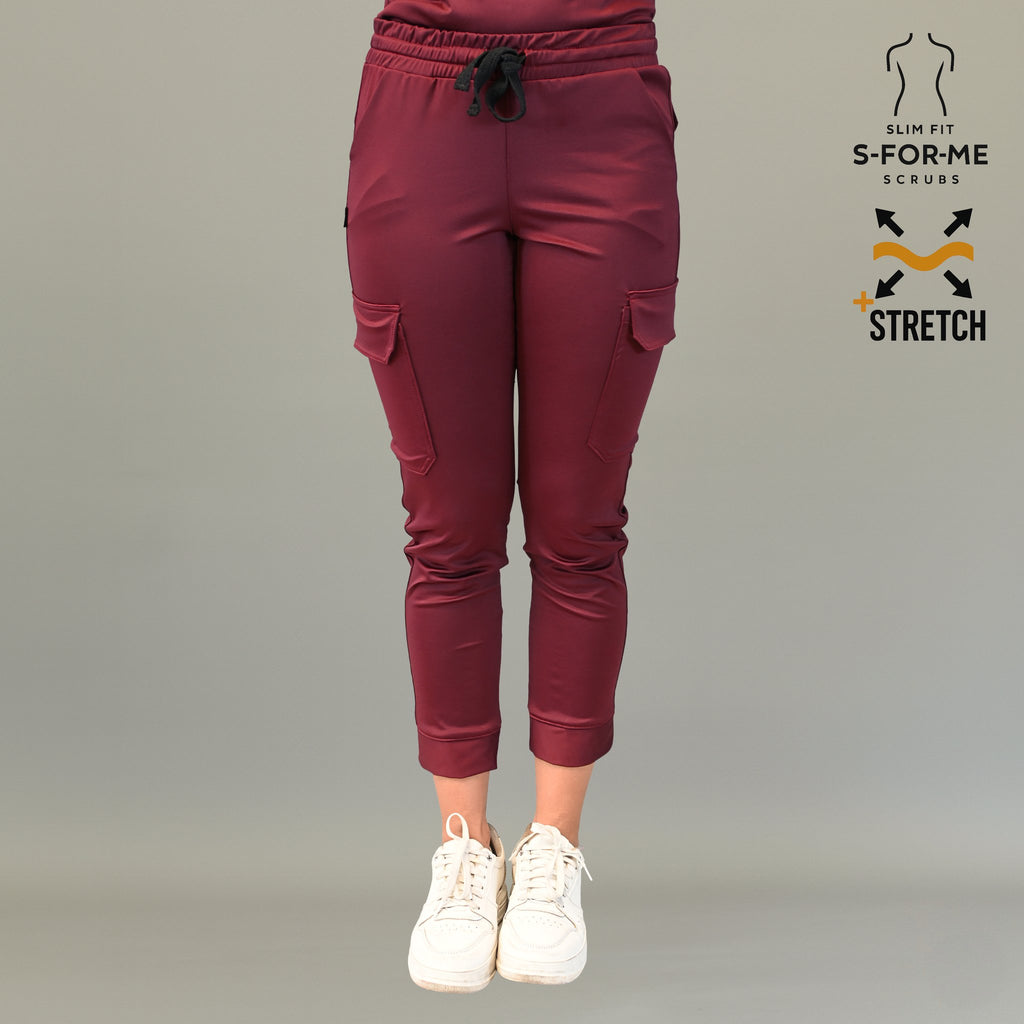 Women's Jogger Pants 910 Maroon, Super Stretch Scrubs