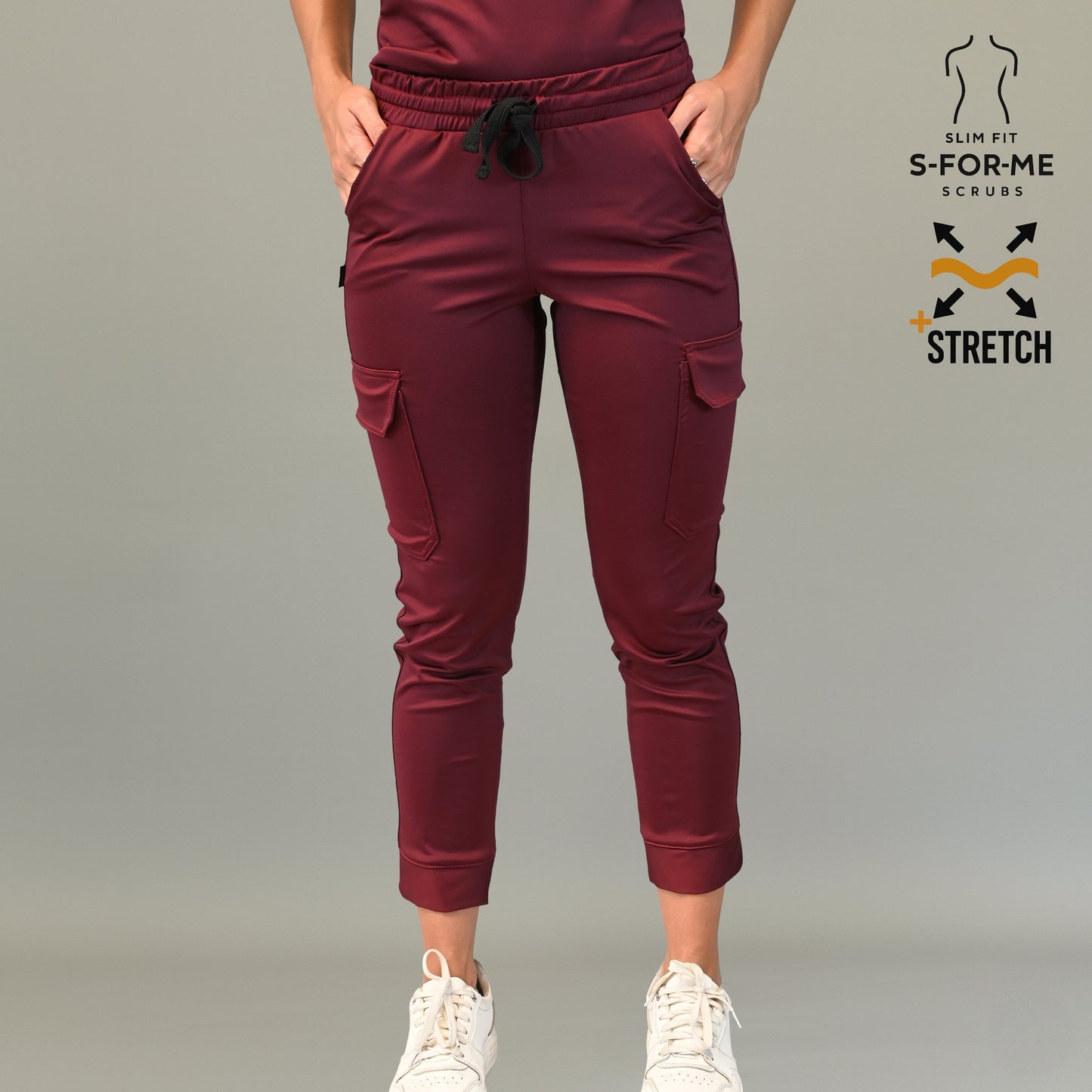 Women's Jogger Pants 910 Maroon, Super Stretch Scrubs