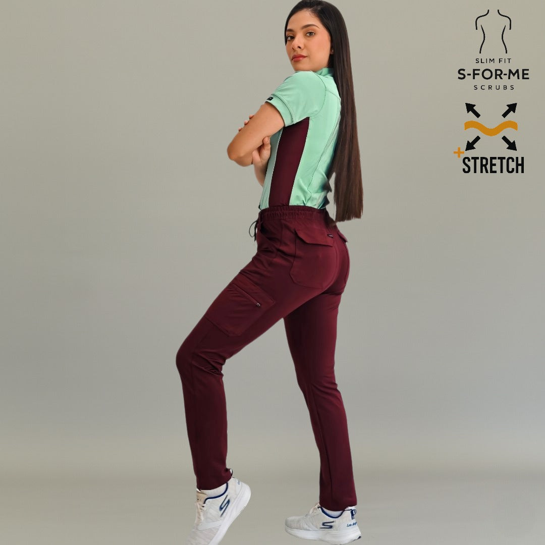 S-FORME women’s 930 maroon scrub pants for medical uniforms