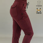 Women’s super stretch maroon scrub pants with tapered leg