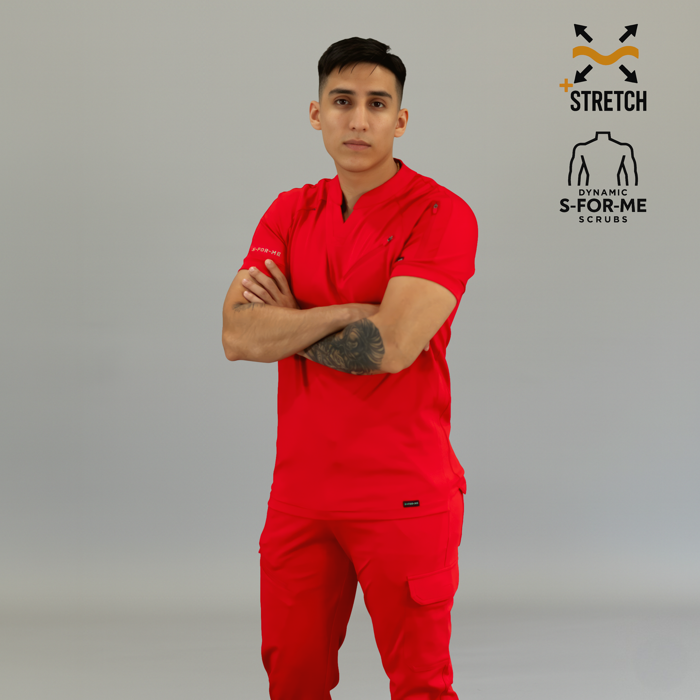 Men's Top 905 Red, Scrubs Super Stretch