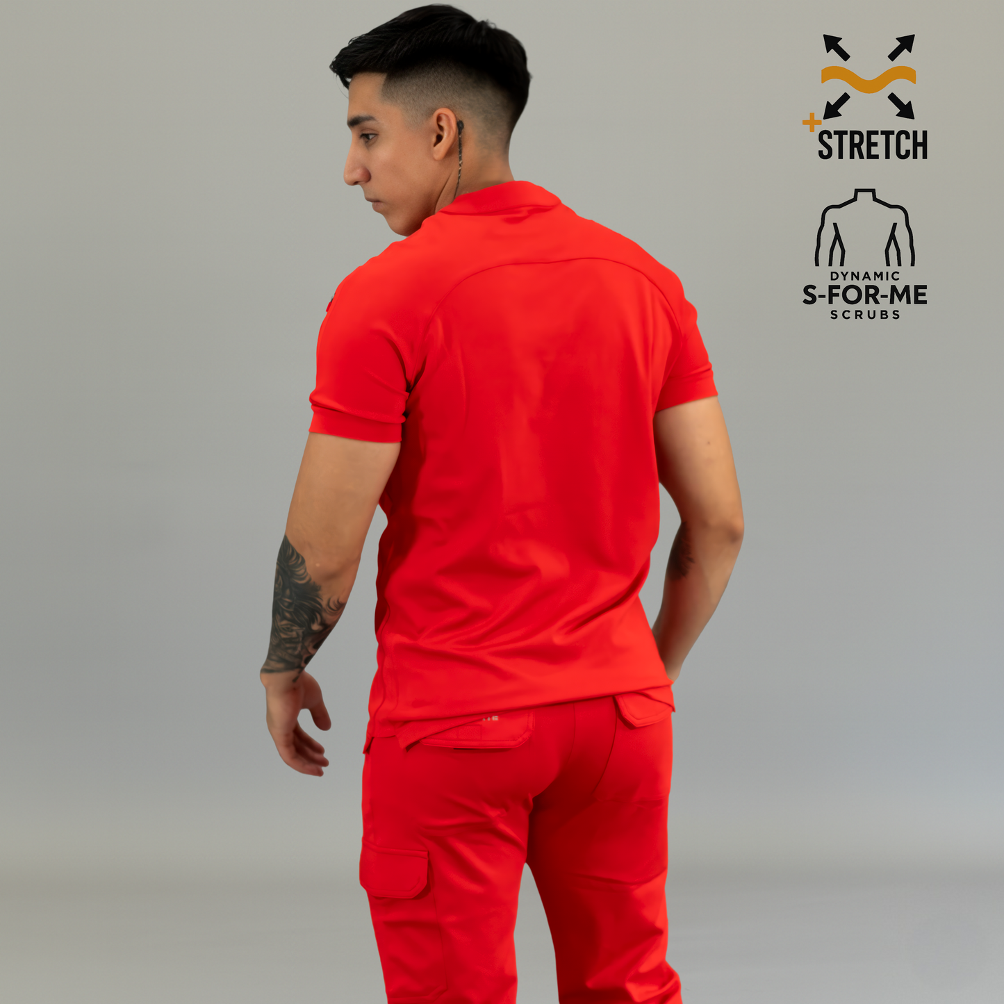 Men's Top 905 Red, Scrubs Super Stretch