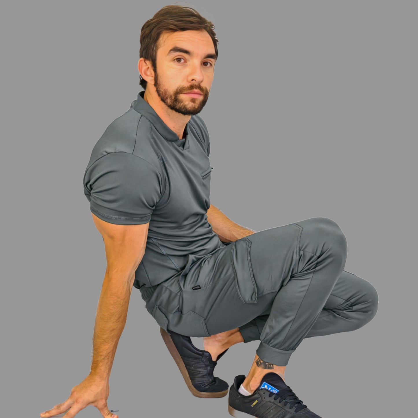 Men's Top 910 Medium Gray Super Stretch, Scrubs 910