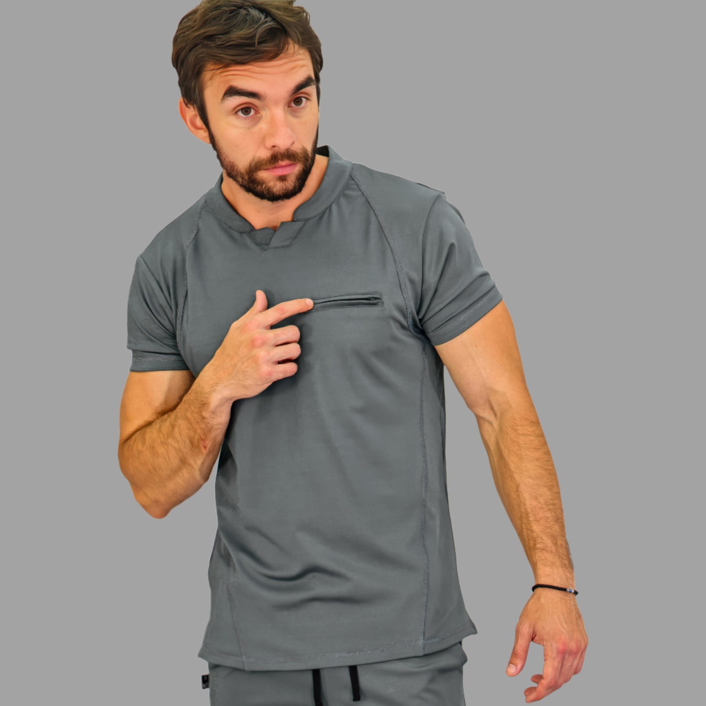 Men's Top 910 Medium Gray Super Stretch, Scrubs 910